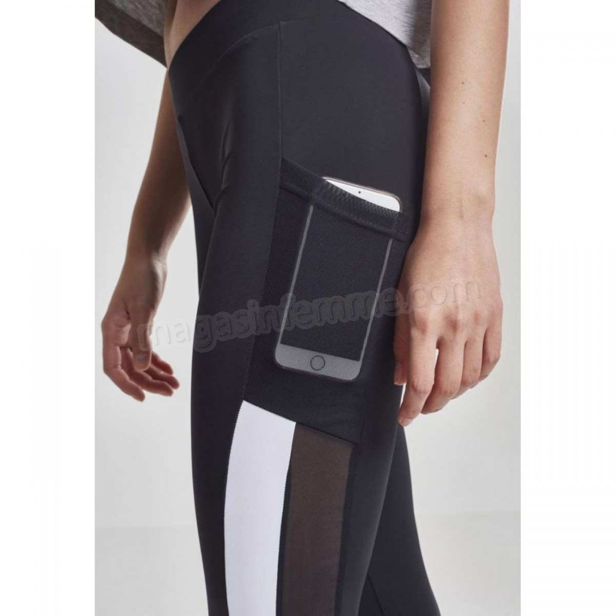 Urban Classics-mode femme URBAN CLASSICS Legging tech mesh avec bande en solde - -7