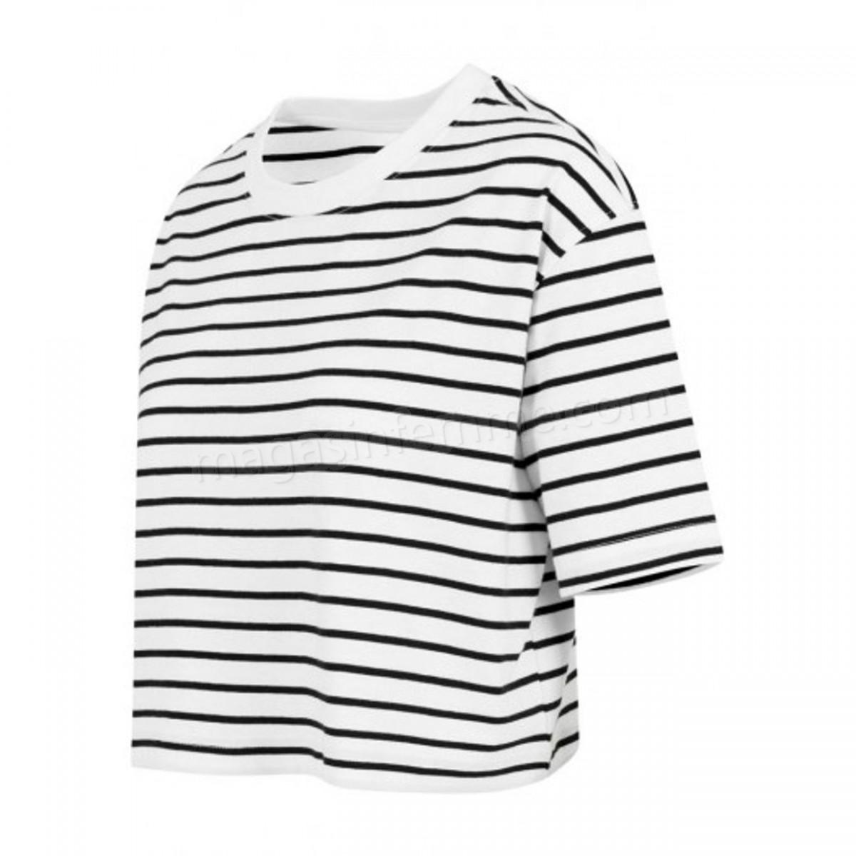Urban Classics-Mode- Lifestyle femme URBAN CLASSICS T-shirt Court Rayé Urban Classics Mariniere Blanc Noir en solde - -12