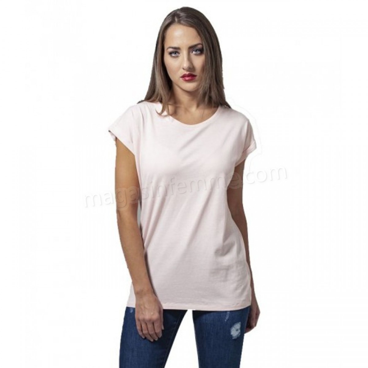 Urban Classics-Mode- Lifestyle femme URBAN CLASSICS T-shirt Rose Urban Classics Epaule Tombante en solde - -0