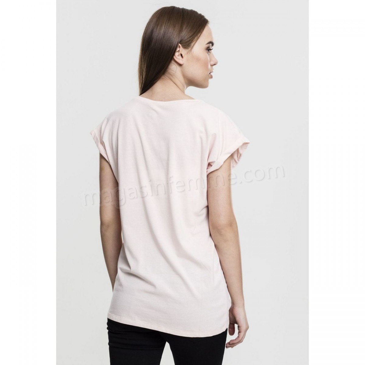 Urban Classics-Mode- Lifestyle femme URBAN CLASSICS T-shirt Rose Urban Classics Epaule Tombante en solde - -2