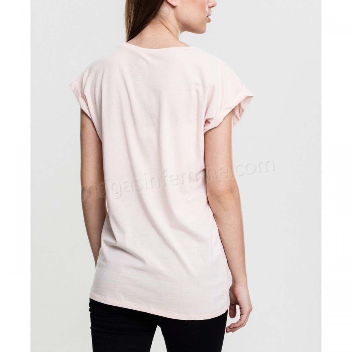 Urban Classics-Mode- Lifestyle femme URBAN CLASSICS T-shirt Rose Urban Classics Epaule Tombante en solde - -4