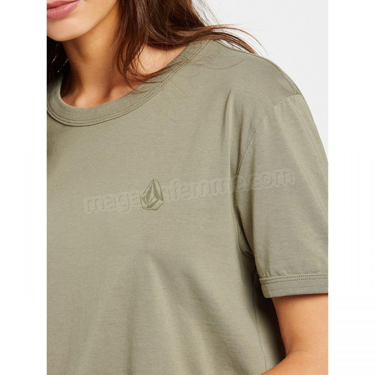 Volcom-Randonnée pédestre femme VOLCOM T-shirt Volcom Vsc Ringer Tee Green Tea Femme en solde - -2