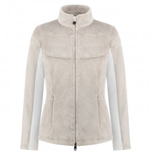 Poivre Blanc-Sports d'hiver femme POIVRE BLANC Polaire Poivre Blanc Long Pile Fleece Jacket 1603 Mineral Grey/white Femme en solde