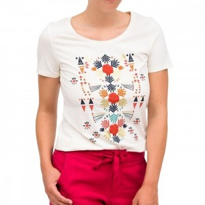 Oxbow-Mode- Lifestyle femme OXBOW T-Shirt Blanc Cassé Brodé Femme Oxbow Tasha en solde